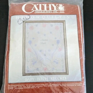 Cathy Needlecraft Shadow Quilting Baby Birth Record Kit NIP‎